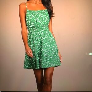 Lulu's Emerald Floral Mini Dress